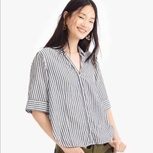 J Crew Short Sleeve Striped Button Blouse Size XS